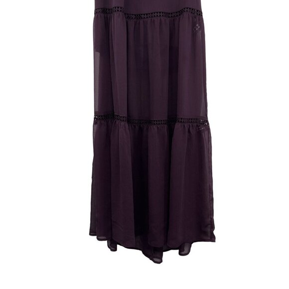 Express Tiered Maxi Skirt Tulle Chiffon Sheer Purple High Waisted Y2K XS - Picture 8 of 10